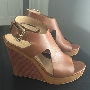 Michael Michael Kors Women's Tan Leather Wedge